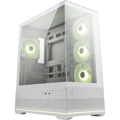Imagen de MSI mag PANO 110R PZ Blanco Carcasa para PC Juegos de Torre Media Soporta hasta 400 mm GPU Longitud, filtros Polvo extraíbles, USB 20 Gbps (Tipo C), Soporte Placa Base ATX y