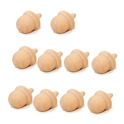 Imagen de VOANZO 10 piezas en blanco bellotas de madera sin terminar artesanía decoración del hogar banquete boda (3.5 mm x 2.5 mm)