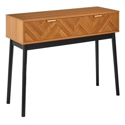 Imagen de HOME DECO FACTORY, HD0301, Modelo Felix, Colección Lounge Edition, Muebles, Mesa y Oficina, Consola Sillín, 100x80x35 cm, Marrón Negro, Madera