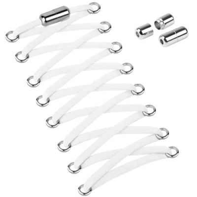 Imagen de Widamin 2 Pares de Cordones Elásticos con cápsula Metal, sin Nudo para Adultos Niños, Perezosos Atar Zapatos Deporte，Blanco