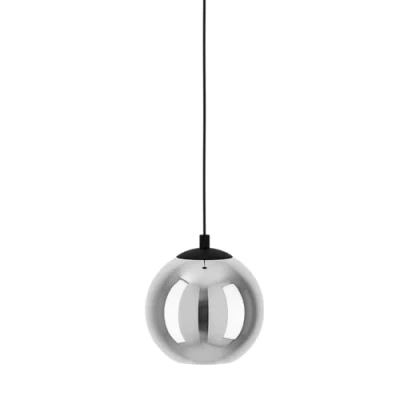 Imagen de Eglo lámpara colgante Ariscani, luminaria de techo para mesa comedor, candil metal en negro y cristal ahumado transparente, iluminador comedor colgante, E27, Ø 20 cm