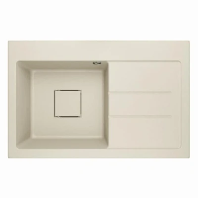 Imagen de Lavello Qube 1.0 Fregadero de granito con escurridor y desagüe oculto, sifón 1.0, color beige derecho