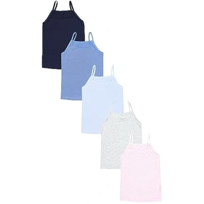 Imagen de TupTam Camiseta de Tirantes Interiores para Niña, Pack 5, Azul Oscuro Claro Gris Rosa, 158 164