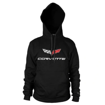 Imagen de Chevrolet Licenciado Oficialmente Corvette C6 Logo Sudadera (Negro), X Large