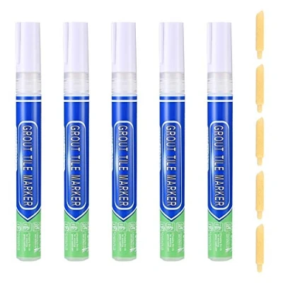 Imagen de 5 bolígrafos de lechada blancas, blancos para azulejos, Reviver lechada, marcadores reparación líneas pared, azulejos suelo, color blanco