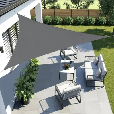 Imagen de LOVE STORY Toldo Vela de Sombra 3.6x3.6x3.6m Triangular Toldos Impermeable Protección Rayos UV para Exteriores Terraza Balcon Patio Jardín，Antracita