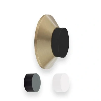 Imagen de Evi Herrajes Tope para Puerta Adhesivo Colocación en Pared 35x15mm Latón Mate Forma cónica Dos Gomas Incluidas Instalación Adhesiva o Tornillo