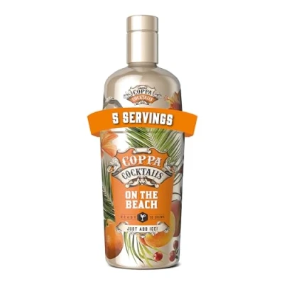 Imagen de COPPA COCKTAILS Sex On The Beach 700 ml, Cóctel Afrutado, con Vodka, Aguardiente de Melocotón, Zumo Naranja, Piña y Arándano, Sabor Dulce Color Rosa Rojo, 10% Vol. Alcohol