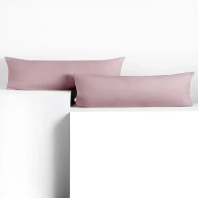 Imagen de DecoKing 2 Fundas de Almohada 40 x 145 cm, Jersey algodón, con Cremallera, Color ámbar