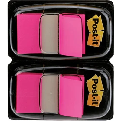 Imagen de Post it Index Marcadores medianos, rosa vivo en paquete doble, 50 uds.