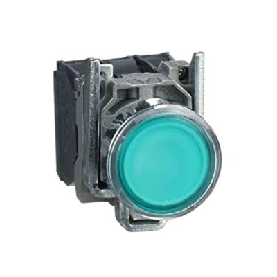 Imagen de Schneider Electric XB4BW33B5 Pulsador Luminoso Diámetro 22, Retorno Resorte Nivelado, 24 V, 1 NA + NC, Verde