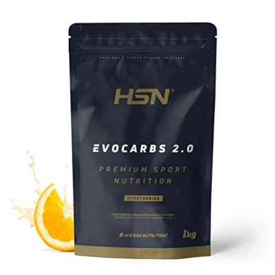 Imagen de Bebida Isotónica en Polvo Evocarbs 2.0 de HSN Sabor Naranja 1 Kg = 25 Tomas por Envase Carbohidratos Sin Gluten y Electrolitos No GMO, Vegano