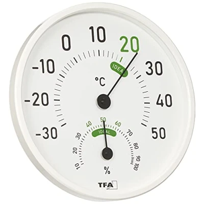 Imagen de TFA Dostmann termómetro digital para interiores, 30.5058.02, de habitación, medidor humedad, medición la humedad y temperatura, control del clima interior, máx. mín, incluye