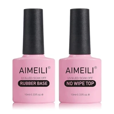 Imagen de AIMEILI Base de Caucho y Top Coat Esmalte Uñas Semipermanente en Gel UV LED 2 x 10ml