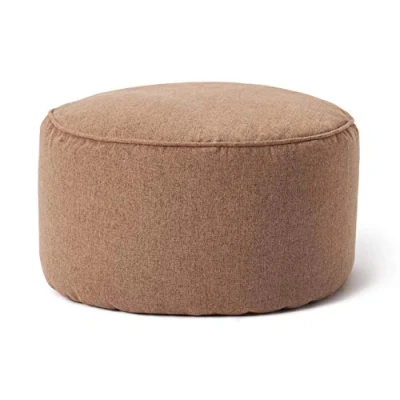Imagen de Lumaland Reposapiés de Interior Comfort Line 25x45cm Taburete Redondo para Puff Pera Resistente, Versátil &amp; Moderno [Marrón]