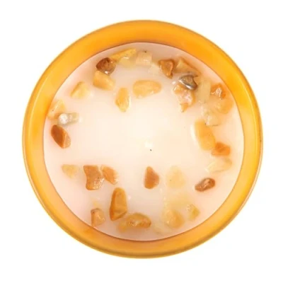 Imagen de Vela del zodiaco Géminis con fragancia de lavanda y cedro, chips citrino cristal espiritual para la buena suerte