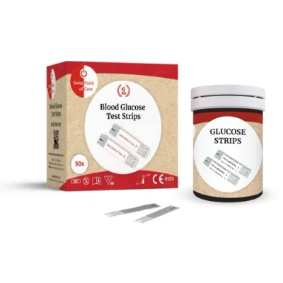 Imagen de Tiras reactivas de glucosa Swiss Point Of Care On Call Extra en nuevo diseño, 50 unidades para el Medidor y Care, no incluido
