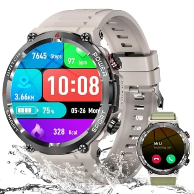 Imagen de IOWODO Reloj Inteligente Hombre, Smartwatch 1.39&quot; TFT Llamada Bluetooth, 100+Modos Deportivos Smart Watch Pulsómetro/SpO2/Monitor de Sueño/Podómetro, IP68 Pulsera Actividad para Android iOS (Gris)