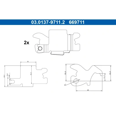 Imagen de Kit de reparación, zapatas freno ATE 03.0137 9711.2