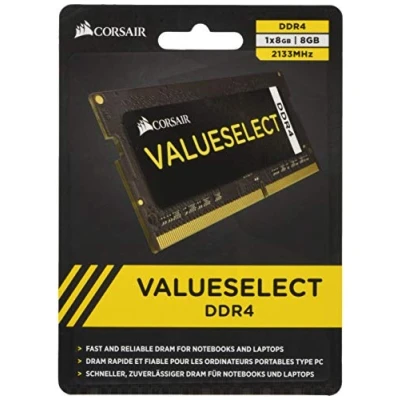 Imagen de Corsair Value Select SODIMM 8GB (1x8GB) DDR4 2133MHz C15 Memoria para Portátiles/Notebooks Negro