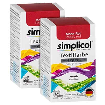 Imagen de simplicol Expert Fabric Dye Tinte de Coloración para Textiles: Lavado a Mano o Lavadora Tiñe y Restaura Sus Telas Ropa Rojo