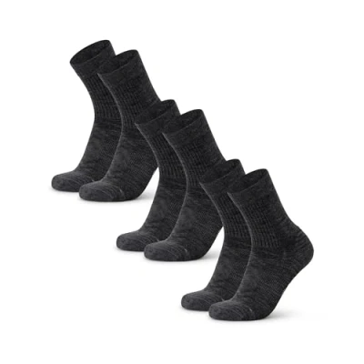 Imagen de DANISH ENDURANCE Calcetines Antiampollas Senderismo de Lana Merino Ligeros, Unisex, 3 Pack, Gris Oscuro, 48 51