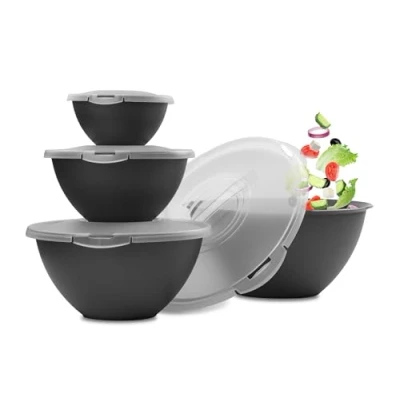 Imagen de Hausfelder Juego de ensaladeras tapa Cuencos 0,7 6 l plástico robusto, sin BPA