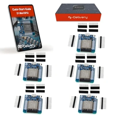 Imagen de AZDelivery 5 pcs ESP32 D1 Mini NodeMCU WiFi Módulo + Bluetooth Placa de Desarrollo Internet Las Cosas Compatible con Arduino E Book Incluido!