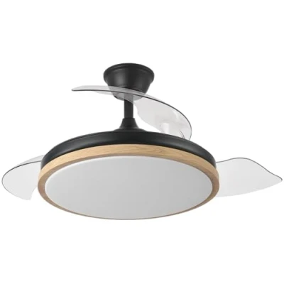 Imagen de FABRILAMP AKUNADECOR Ventilador Evros L Negro Con Motor Dc Y Aspas Desplegables