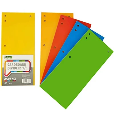 Imagen de D.RECT Separadores de Cartón Lote 100 Cintas Separación Papel 1/3 Hoja A4 11x24 cm 160 g Para una Perfecta del 5 Colores