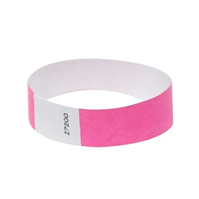 Imagen de FUN FAN LINE 200 unidades Pulseras identificativas 19 mm de papel tyvek. control numeradas con cierre adhesivo. Intransferible y resistente al agua. (Rosa)