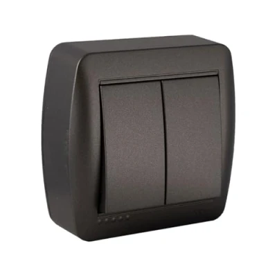 Imagen de Interruptor Doble Conmutado Solera Mural 7,4 x 7,2 2,8 cm 250 V 10 A Grafito