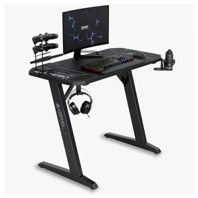 Imagen de SENSE7 Escritorio Nomad Cybernetic, Mesa de Juegos 120x60 con Gancho para Auriculares, portavasos, Soporte Controlador, Superficie Fibra Carbono y diseño ergonómico PC