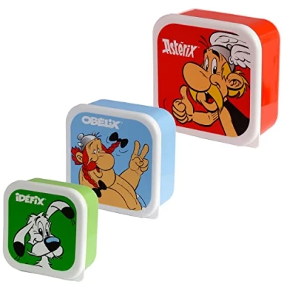 Imagen de Puckator Lot de 3 Boites Repas Astérix, Obélix &amp; Idéfix (Dogmatix) M/L/XL Fiambreras, Multicolor, único