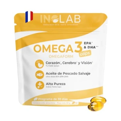 Imagen de INOLAB Omega 3 capsulas/Omega EPA y DHA Triglicéridos/Aceite puro Epax® certificado por FOS de pescados salvajes/Índice Totox oxidación =