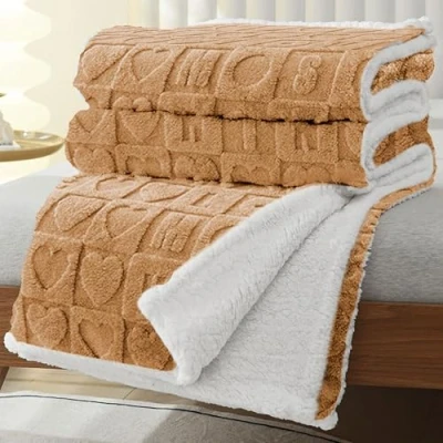 Imagen de MANEMI Manta Sofa de Borrego, Doble Cara Franela y Sherpa, 100% Poliester, Suave Caliente para Invierno, Cama, Sobrecama, Borreguito.