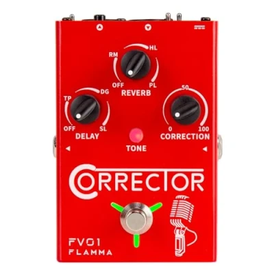 Imagen de FLAMMA Procesador de efectos vocales FV01, pedal corrección tono, stompbox voz, amplificador micrófono para cantantes, streaming, grabación con delay, reverberación y guitarra acústica