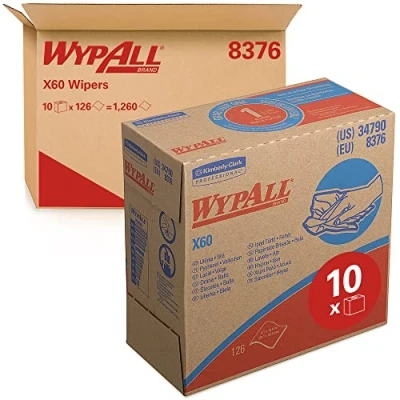Imagen de WypAll* X60 paños de limpieza 8376, 1 cajas POP UP x 126 blancos capa