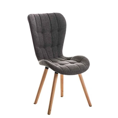Imagen de Silla Comedor Elda Tapizada En Tela I para Visitas Acolchada &amp; Estilo Nórdico Dormitorio con Base De Madera Color:, Color:Gris Claro