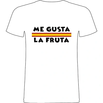 Imagen de Camiseta 100% Algodón Blanca Me Gusta la Fruta Talla M Entrega en 24/48h