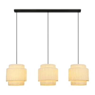 Imagen de Briloner Lámpara colgante Papper, 3 luces, color natural, rafia, E27