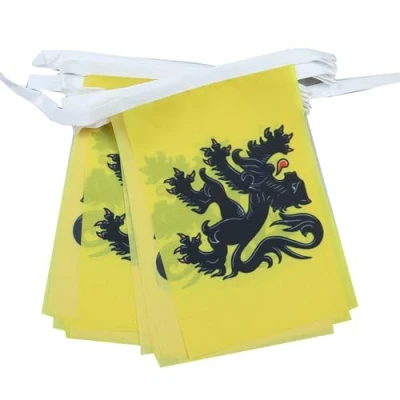 Imagen de GUIRNALDA 6 metros 20 BANDERAS de FLANDES 21x15cm BANDERA FLAMENCA BÉLGICA 15 x 21 cm BANDERINES AZ FLAG