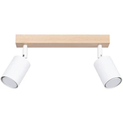 Imagen de SOLLUX lighting VERDO 2 bulb Elegante Lámpara de techo Casquillo GU10 Plafones interior Bombilla no incluida 46x20x17,5cm Blanco/Madera