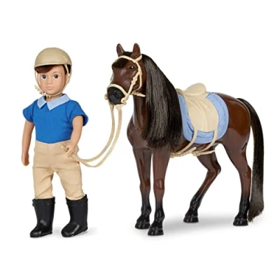 Imagen de Lori Mini Boy Doll &amp; Toy Horse 6 Inch Dark Bay Thoroughbred Set with Clothes, Animal Accessories Playset for Kids 3 Years + Brian Barnaby