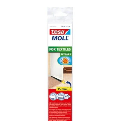 Imagen de Barra bajo puerta de PVC cepillo para moquetas tesamoll, 1 m x 43 mm, color blanco