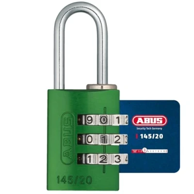 Imagen de ABUS Candado de combinación 145/20 verde para maletas, taquillas y mucho más. aluminio código ajustable individualmente nivel seguridad 3