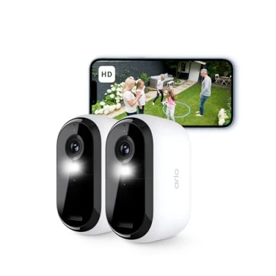 Imagen de Arlo Essential 2 Camara Vigilancia WiFi Exterior HD, Interior, Sensor de Movimiento, Alarmas Para Casa, Visión Nocturna En Color, Prueba Secure Incluida, Cámaras, Blancas