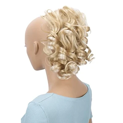 Imagen de CAISHA Pedazo De Cabello Peinados Arrugados Voluminosos Rizos Desordenados Scrunchie Mezcla Rubios G6L