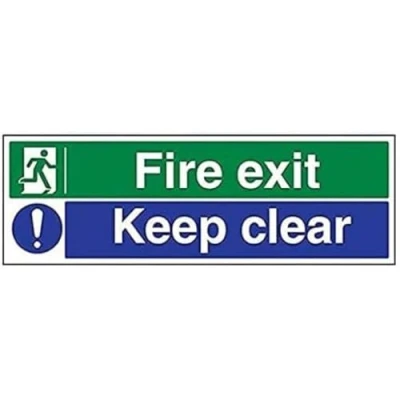 Imagen de vsafety 14012bp r de salida incendios/Keep Clear Fire Exit Sign, 1 mm plástico rígido, paisaje, 600 x 200