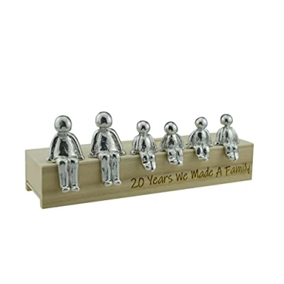 Imagen de Pirantin Idea de 20 aniversario años hicimos un adorno metal familiar Elige tu caja combinación y el grano madera puede variar (4 niños)